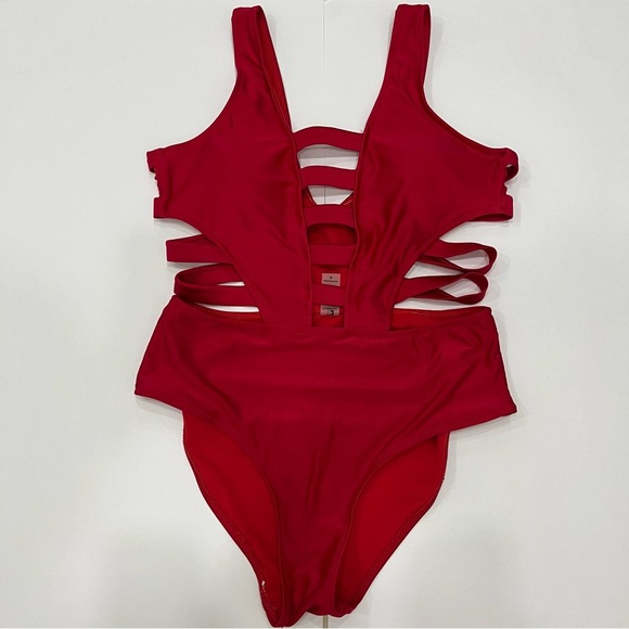The Unbranded Brand Other - TINIBIKINI SWIMWEAR Women  Red Nylon Stretched Strapped One Piece NEW Size 8